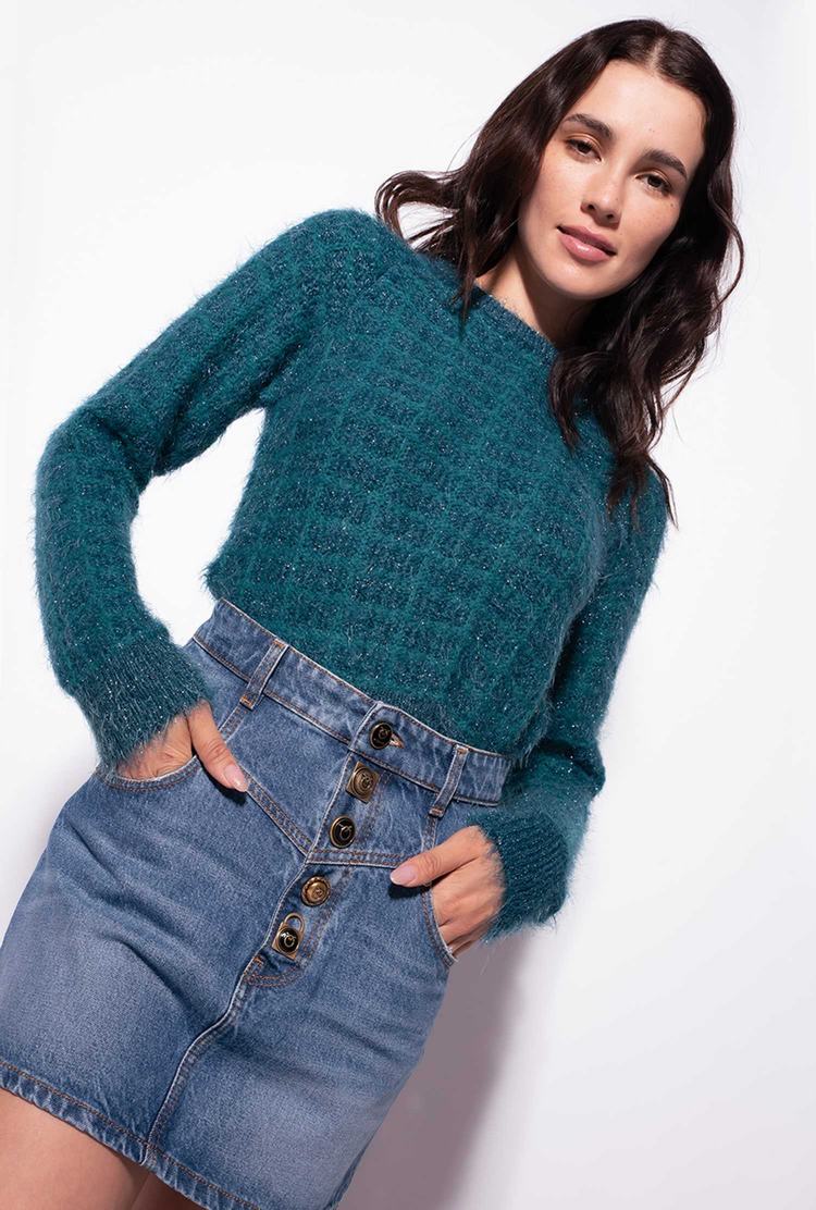Women's Pinko Alpaca Blend Fluffy Pullover Peacock Green | Canada-06584799