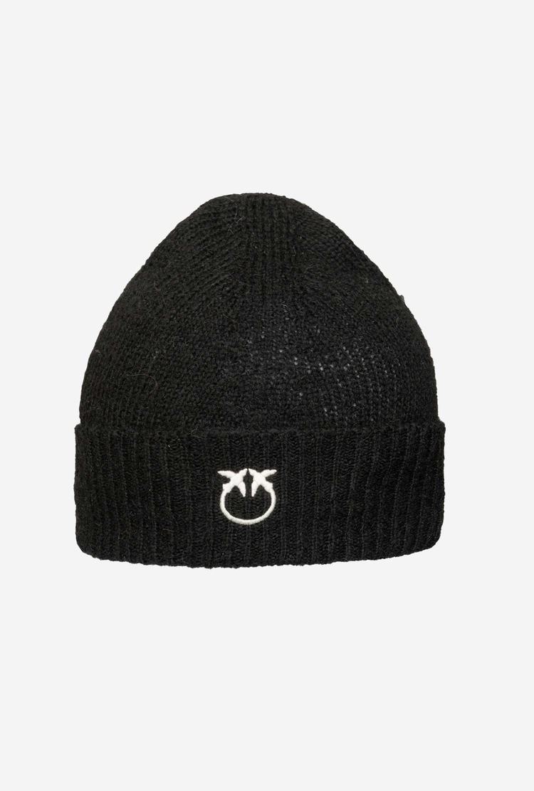 Women's Pinko Alpaca-blend Beanie Black/Cream | Canada-09372659