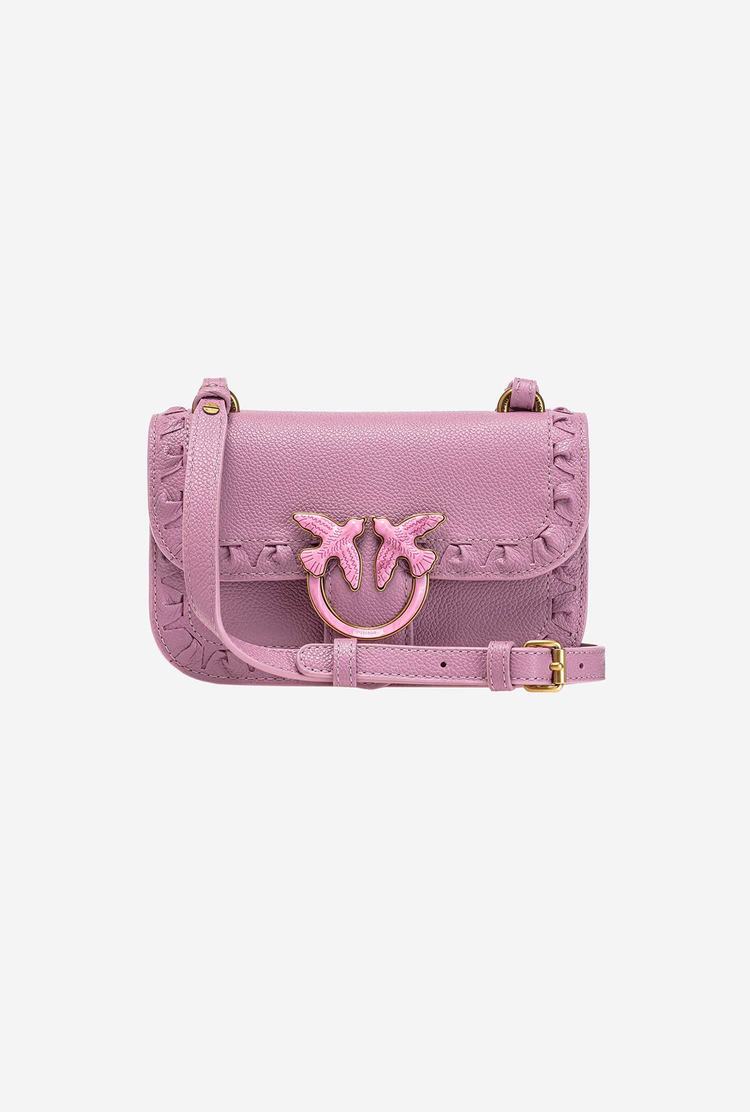 Women's Pinko Baby Love Bag Bell Framed Waves Crossbody Bags Pink Gold | Canada-32517809