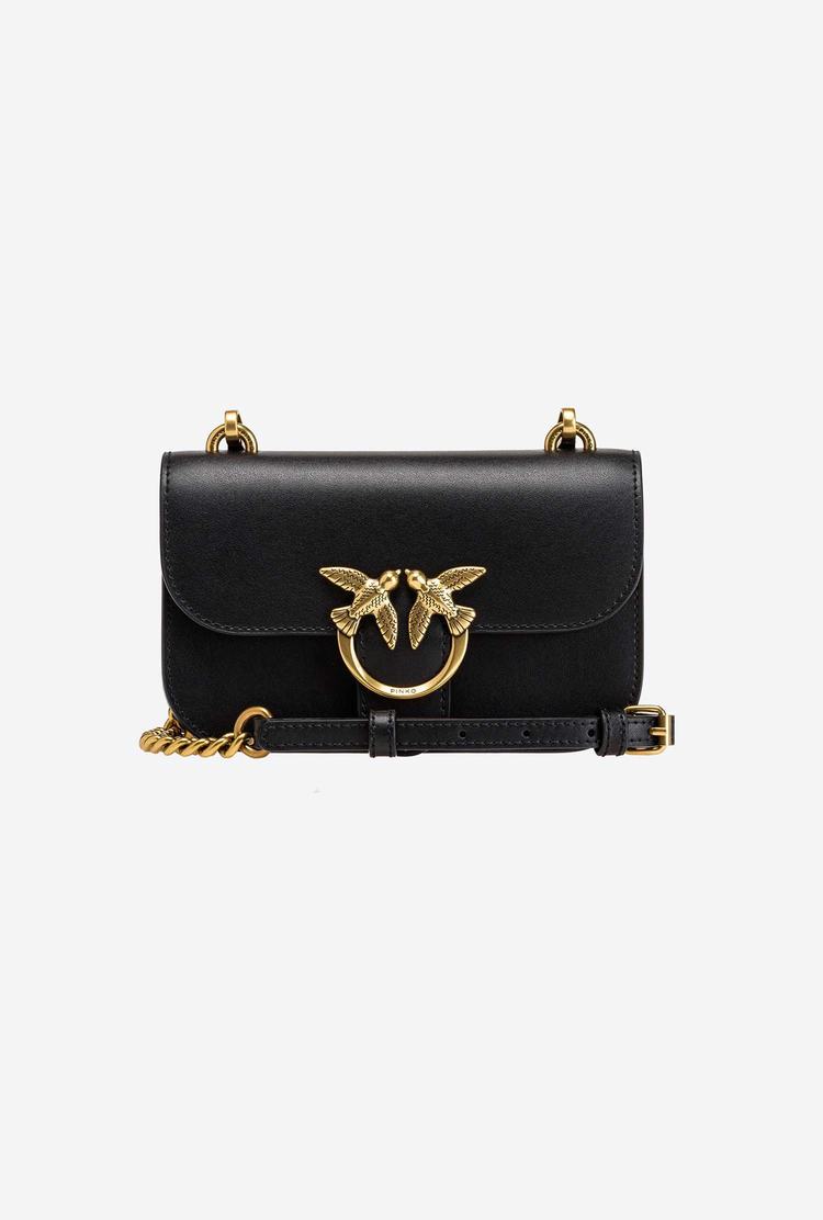 Women's Pinko Baby Love Bag Bell Simply Crossbody Bags Black Gold | Canada-26173989
