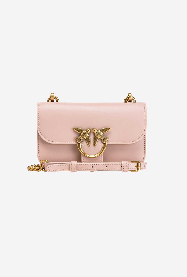 Women's Pinko Baby Love Bag Bell Simply Crossbody Bags Pink Gold | Canada-96234809