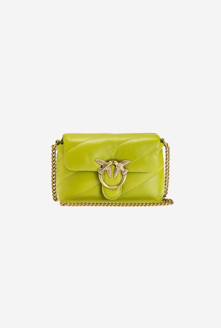 Women's Pinko Baby Love Bag Puff Maxi Quilt Crossbody Bags Green Gold | Canada-29708139