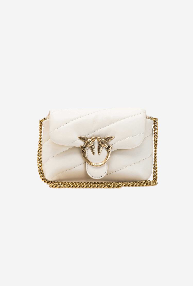 Women's Pinko Baby Love Bag Puff Maxi Quilt Crossbody Bags White Gold | Canada-31276509