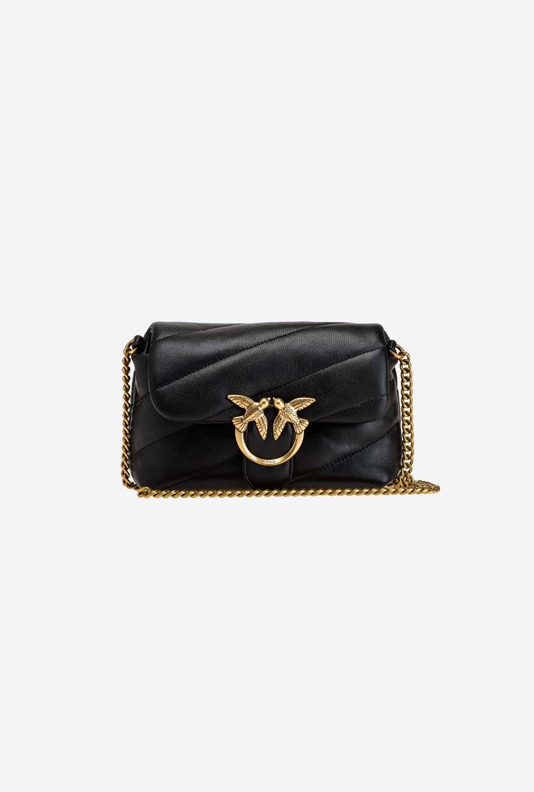 Women's Pinko Baby Love Bag Puff Maxi Quilt Crossbody Bags Black Gold | Canada-31492869