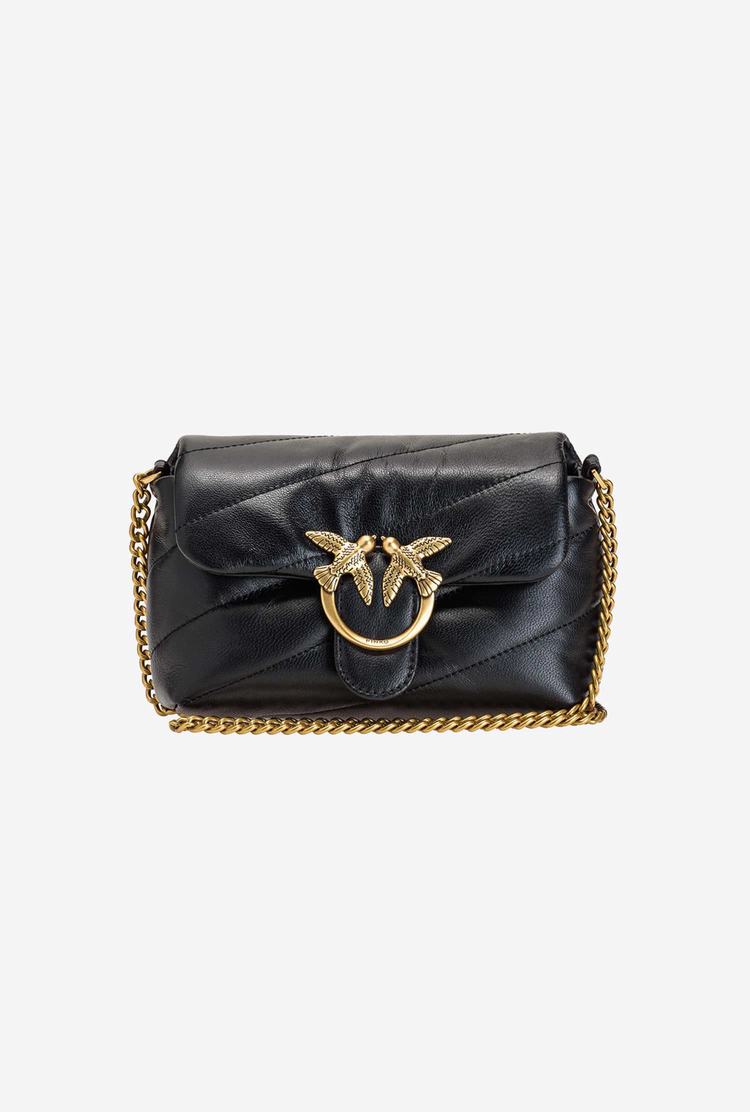 Women's Pinko Baby Love Bag Puff Maxi Quilt Crossbody Bags Black Gold | Canada-49502179