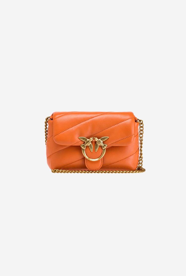 Women's Pinko Baby Love Bag Puff Maxi Quilt Crossbody Bags Orange Gold | Canada-92874539