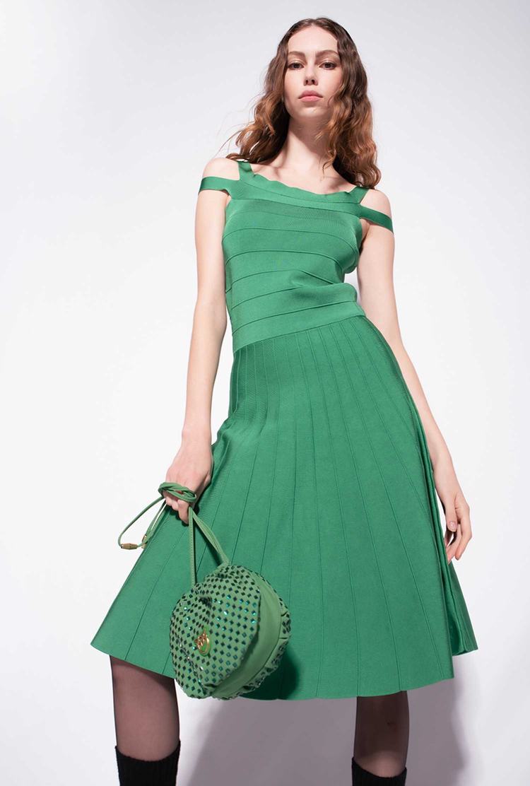 Women's Pinko Band Pattern Dress Green | Canada-63217949