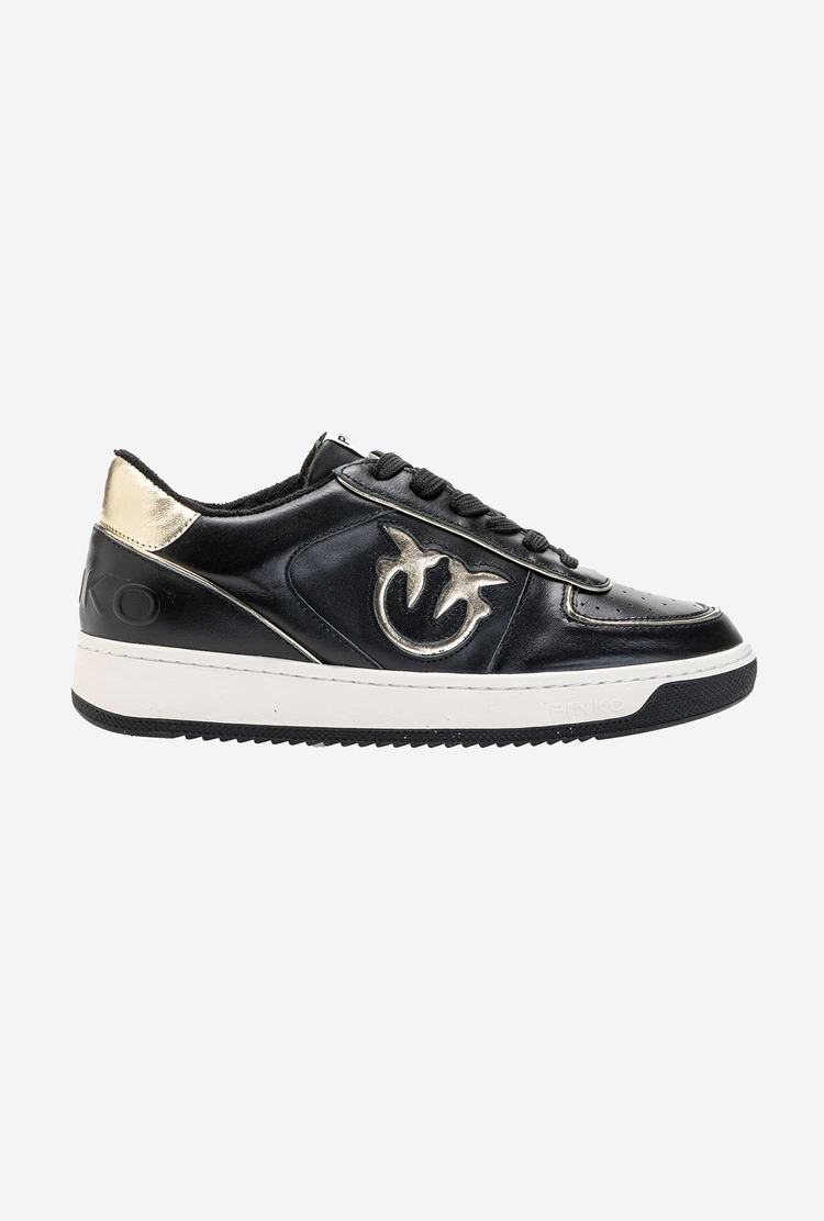 Women's Pinko Basketball Sneakers Black/Gold | Canada-98310769