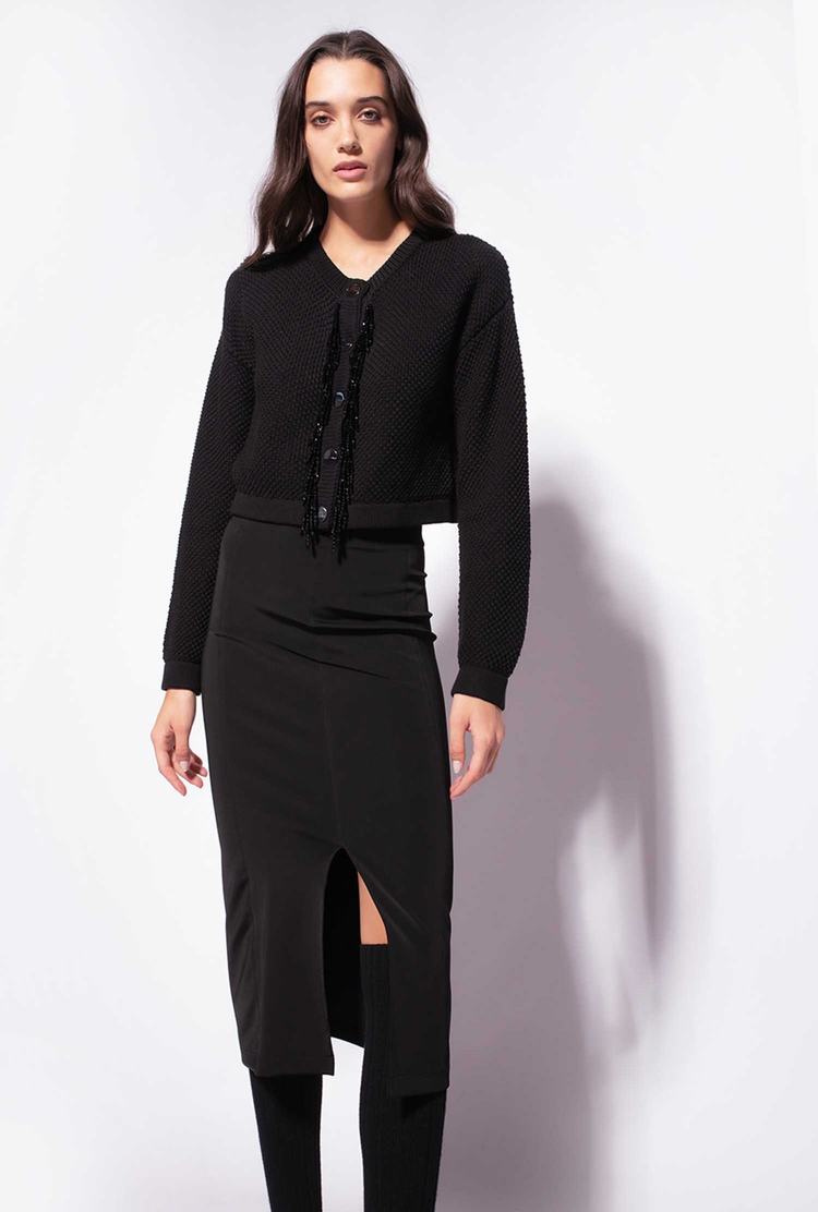 Women's Pinko Bead Detailing Jackets Black | Canada-08749329