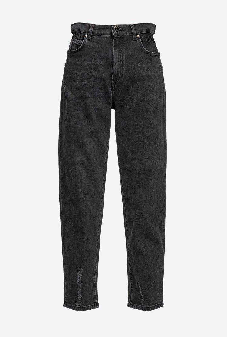 Women's Pinko Black Mom-fit Denim Jeans Black | Canada-16482309