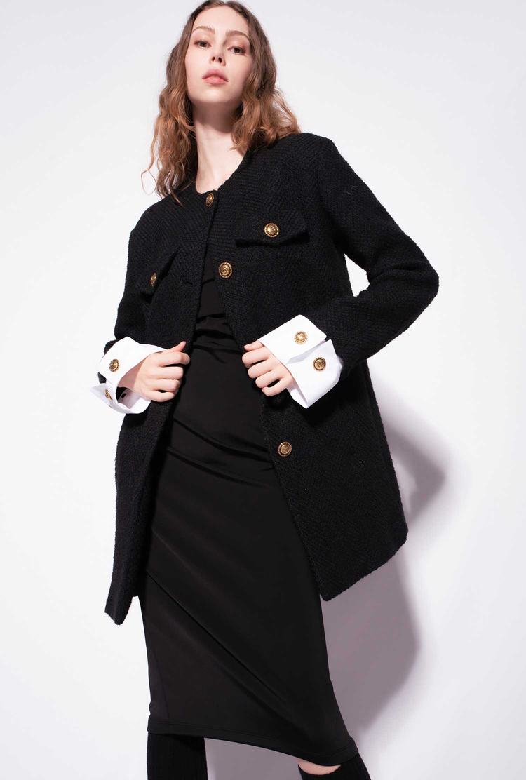 Women's Pinko Bouclé Coats Black | Canada-41290379