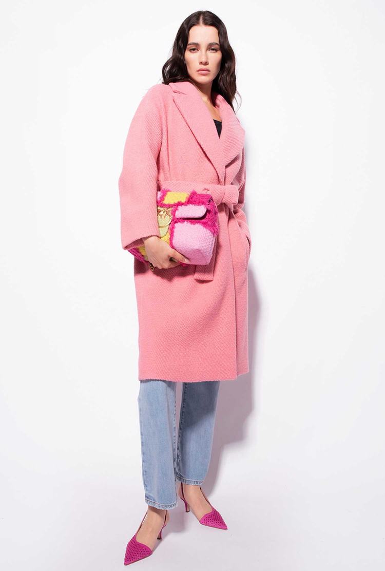 Women's Pinko Bouclé Wraparound Coats Rose | Canada-86350749