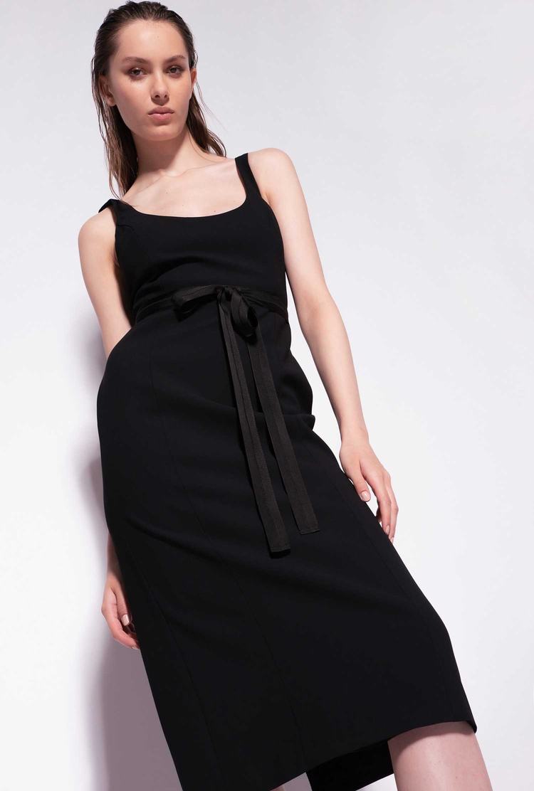 Women's Pinko Bow Dress Black | Canada-41376289