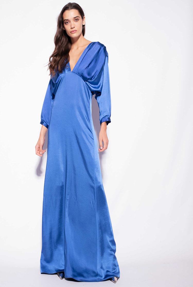 Women's Pinko Bow Dress Blue | Canada-41037299