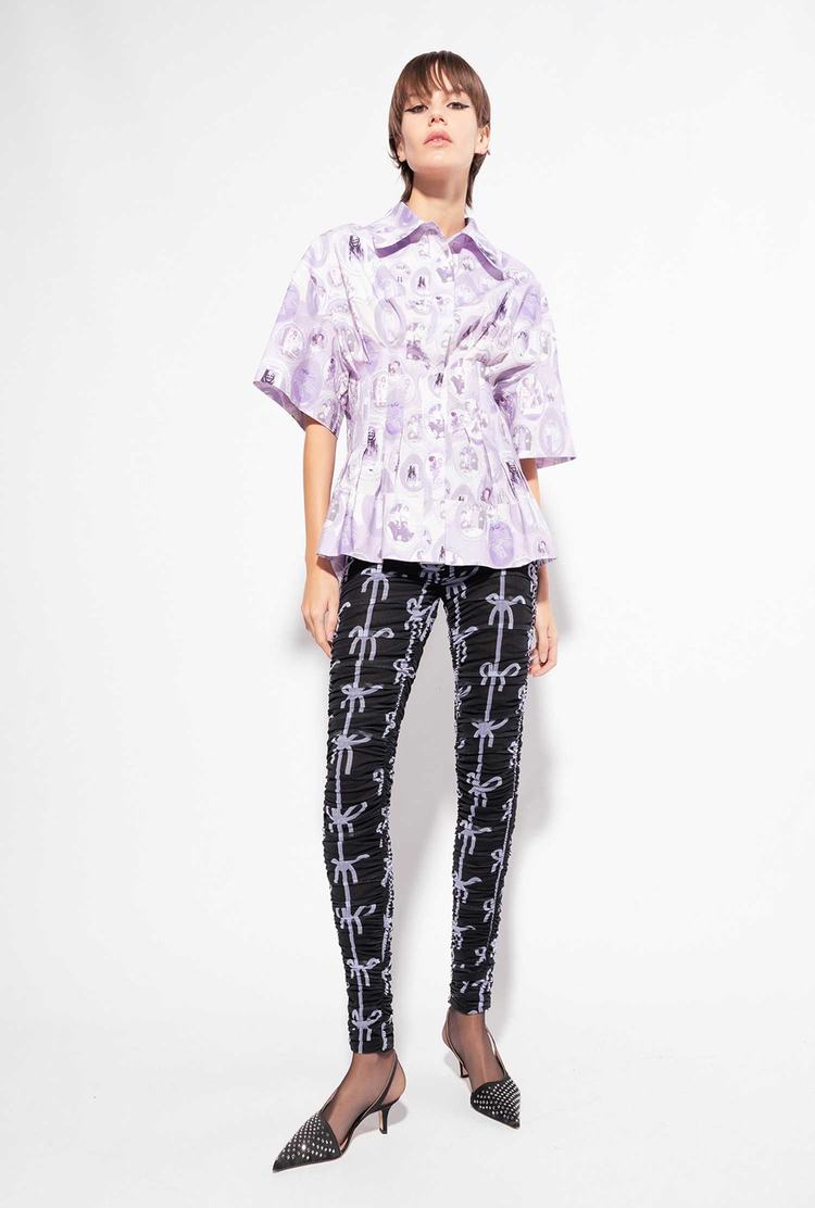 Women's Pinko Bow Print Pants Black | Canada-32570149