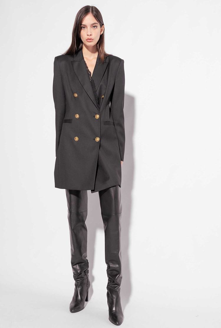Women's Pinko Buttoned Blazers Black | Canada-21347599