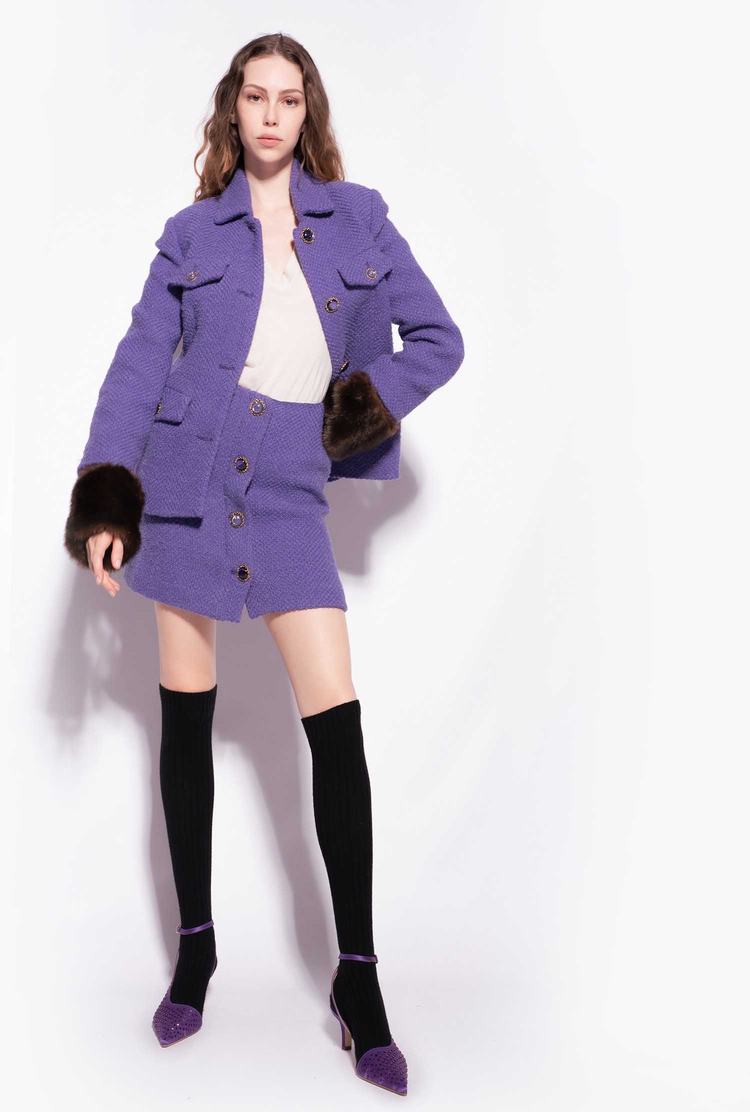 Women's Pinko Buttoned Bouclé Skirts Purple | Canada-92081659