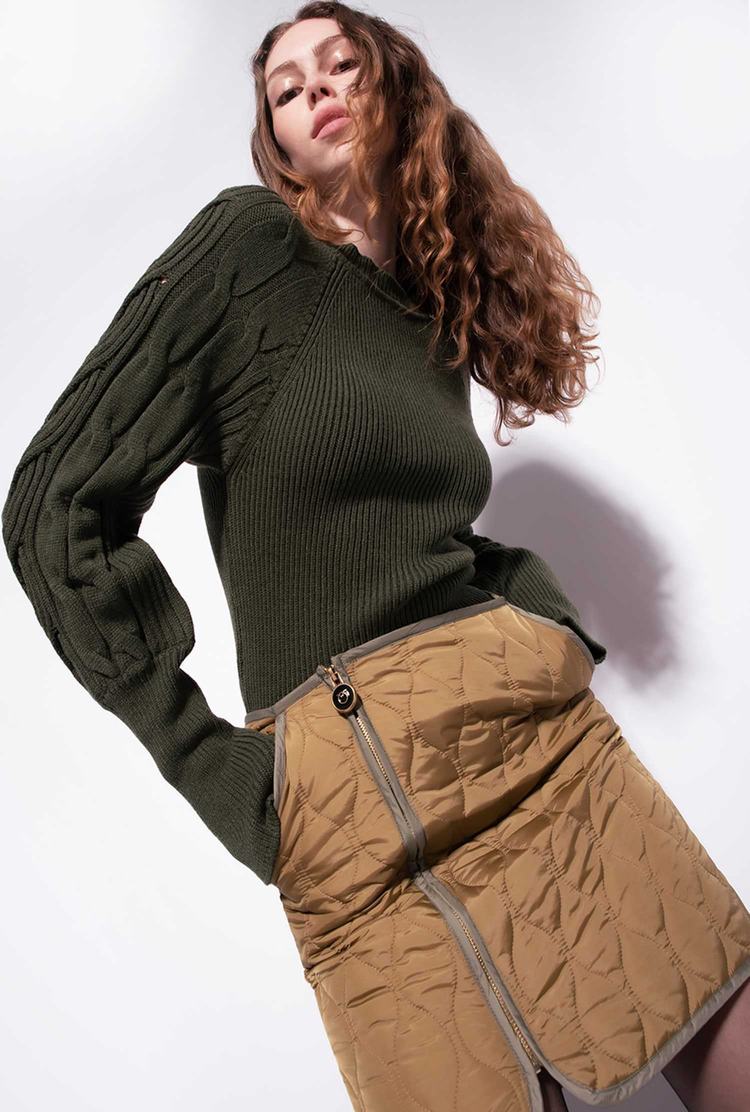 Women's Pinko Cable-knit Pullover Green | Canada-35862749