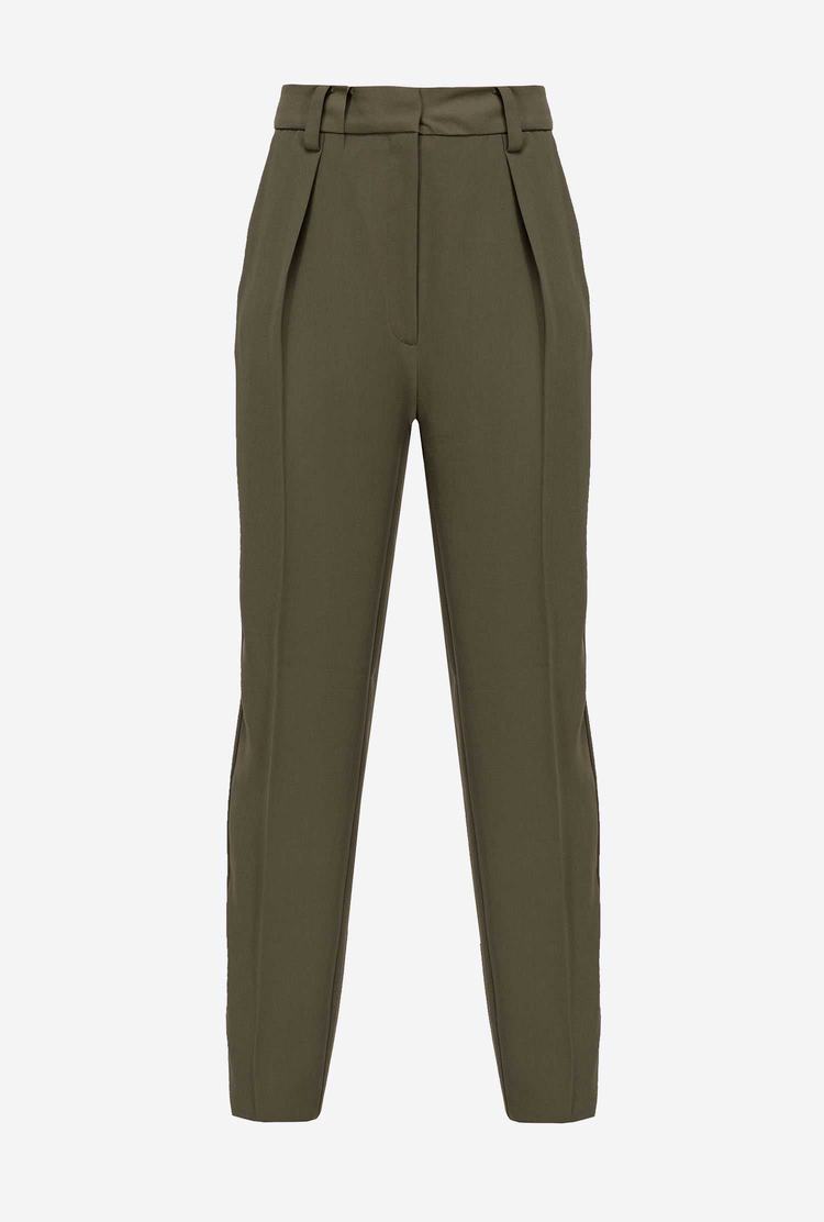 Women's Pinko Carrot-fit Crepe Pants Green | Canada-02719489