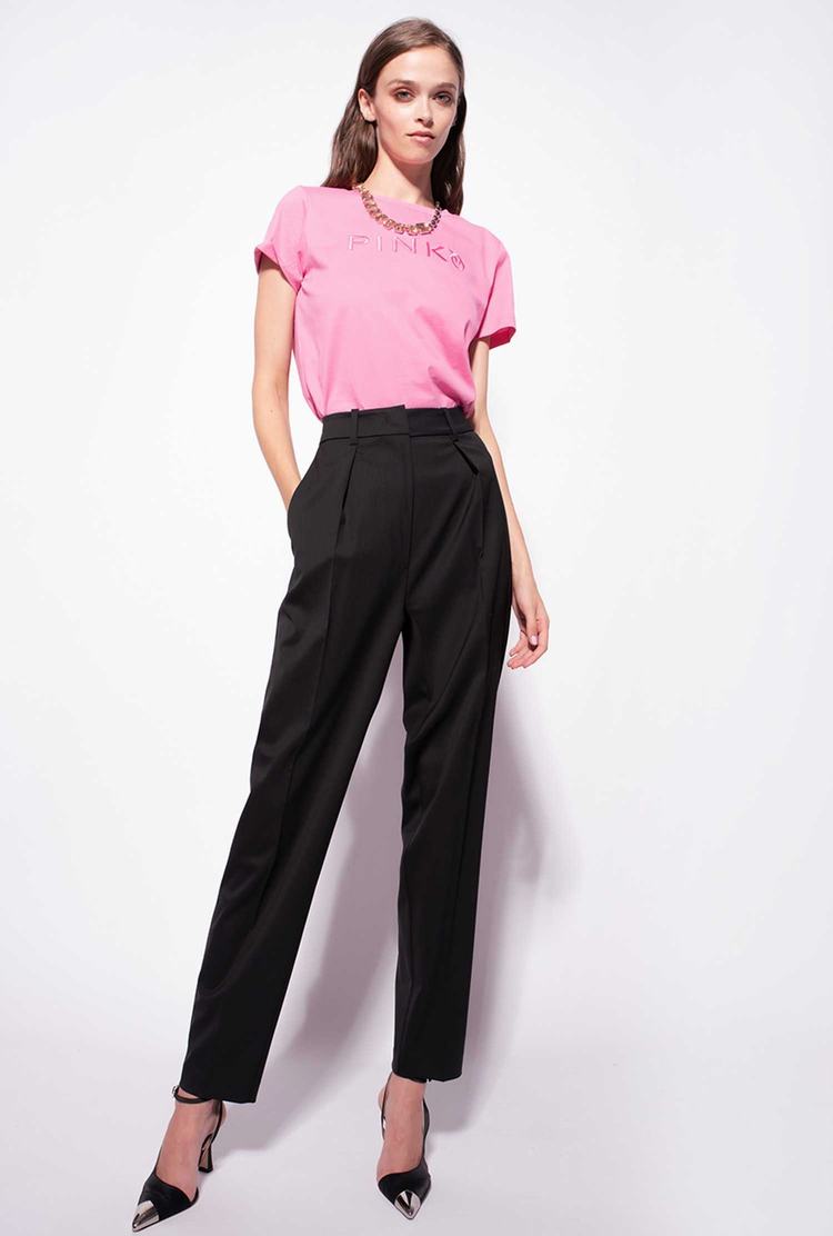 Women's Pinko Carrot-fit Stretch Pants Black | Canada-48637299