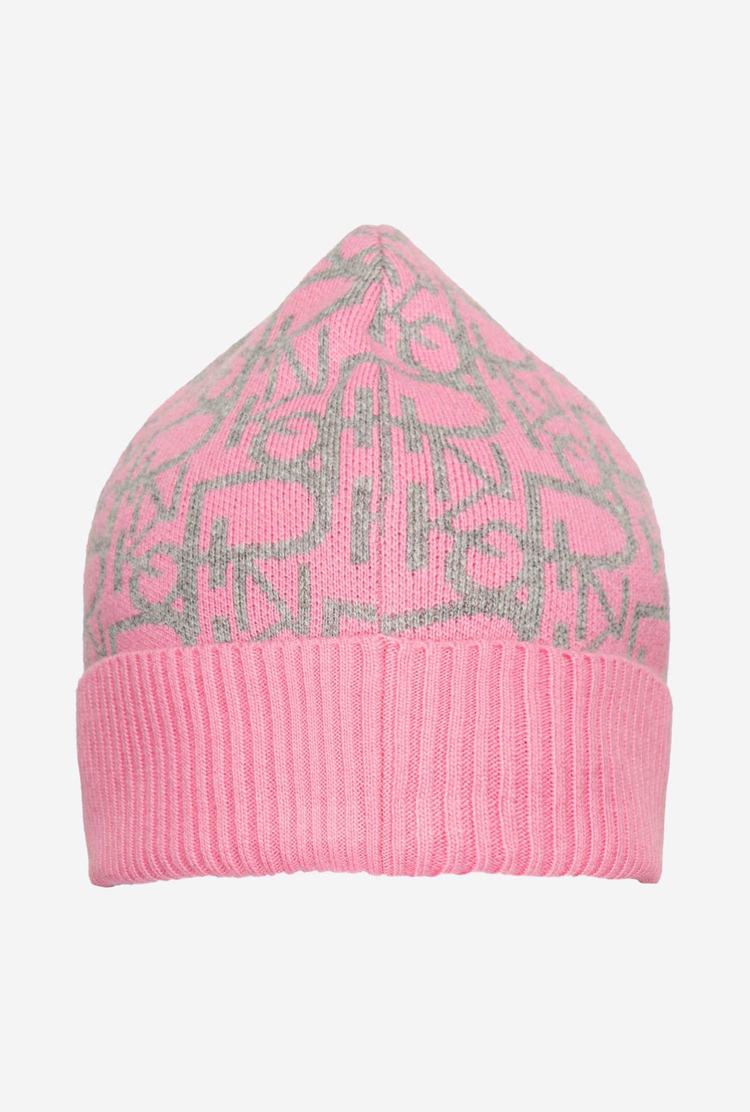 Women's Pinko Cashmere Jacquard Beanie Pink/Grey | Canada-76590129