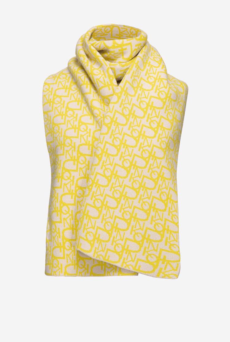 Women's Pinko Cashmere Jacquard Scarves Beige/Yellow | Canada-26597819