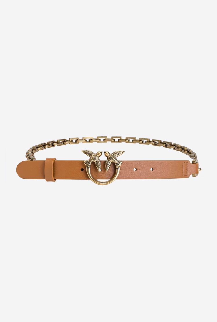 Women's Pinko Chain Belts Brown Gold | Canada-28461979