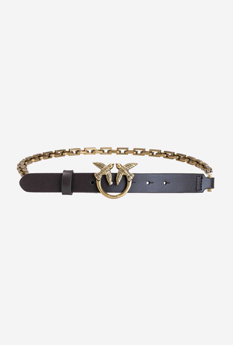 Women's Pinko Chain Belts Dark Brown Gold | Canada-08496129