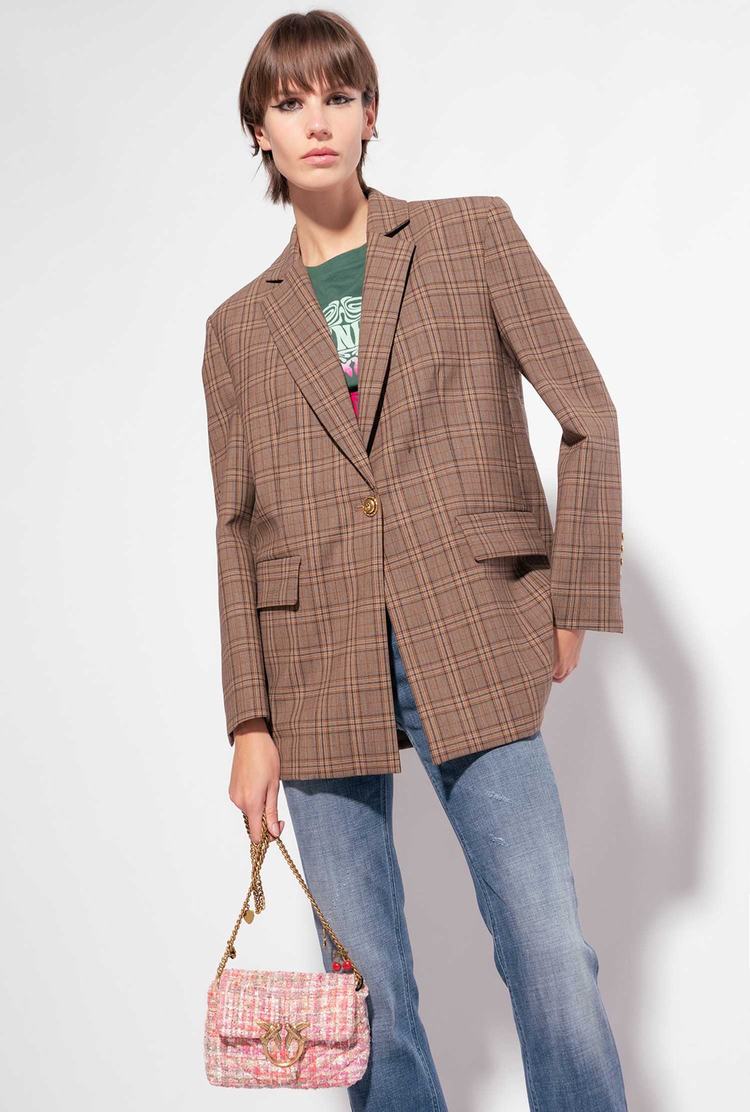 Women's Pinko Check Blazers Brown | Canada-12039859