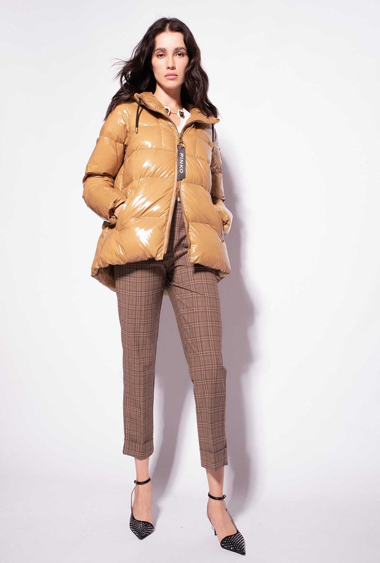 Women's Pinko Chequered Pants Brown | Canada-20897659