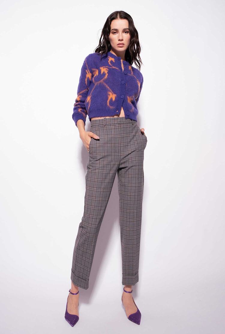 Women's Pinko Chequered Pants Dark Grey | Canada-30248659
