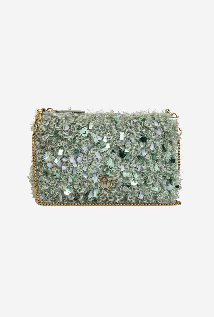 Women's Pinko Classic Flat Love Bag Neon Curls Crossbody Bags Mint Green Gold | Canada-09247659
