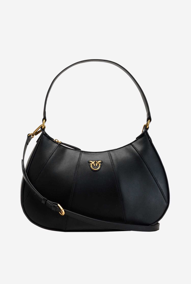 Women's Pinko Classic Half Moon Bag Simply Shoulder Bags Black Gold | Canada-02739419