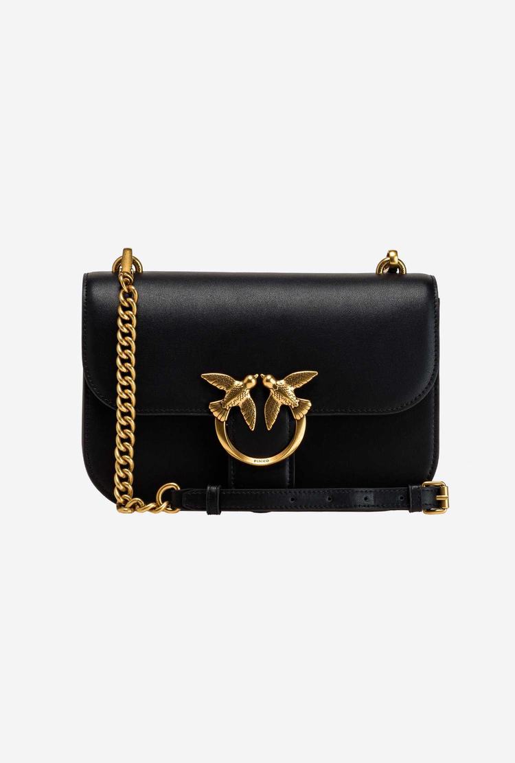 Women's Pinko Classic Love Bag Bell Simply Crossbody Bags Black Gold | Canada-09657319