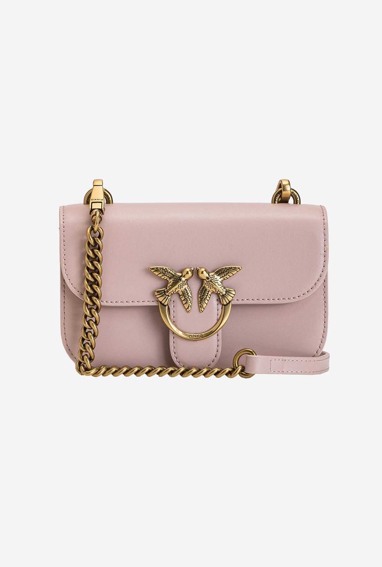 Women's Pinko Classic Love Bag Bell Simply Crossbody Bags Pink Gold | Canada-32457699