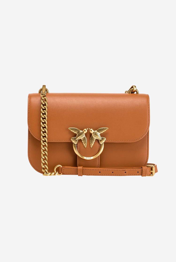 Women's Pinko Classic Love Bag Bell Simply Crossbody Bags Brown Gold | Canada-94653109