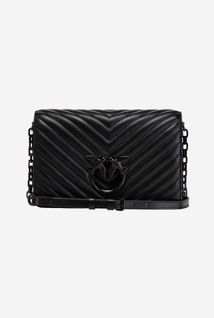 Women's Pinko Classic Love Bag Click Chevron Crossbody Bags Black | Canada-56274019