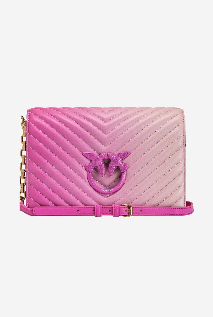 Women's Pinko Classic Love Bag Click Shaded Chevron Crossbody Bags Pink | Canada-89610279