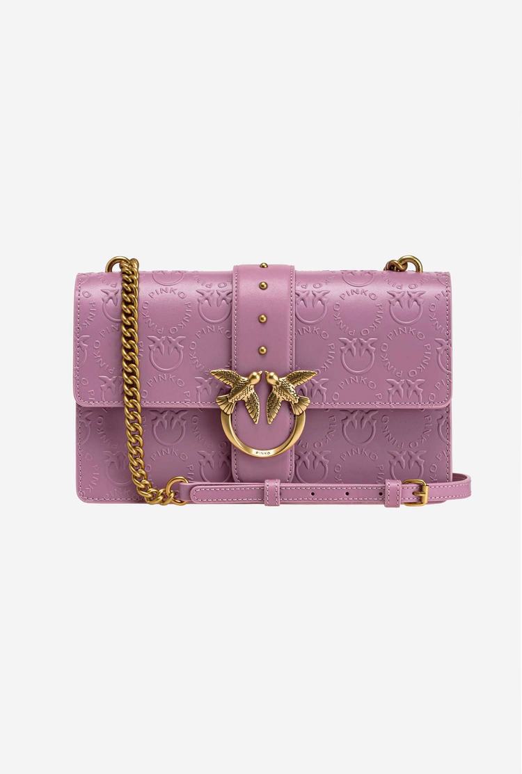 Women's Pinko Classic Love Bag Icon New Monogram Crossbody Bags Pink Gold | Canada-96241579