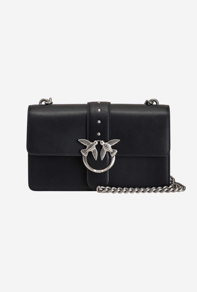 Women's Pinko Classic Love Bag Icon Simply Crossbody Bags Black Silver | Canada-02619389
