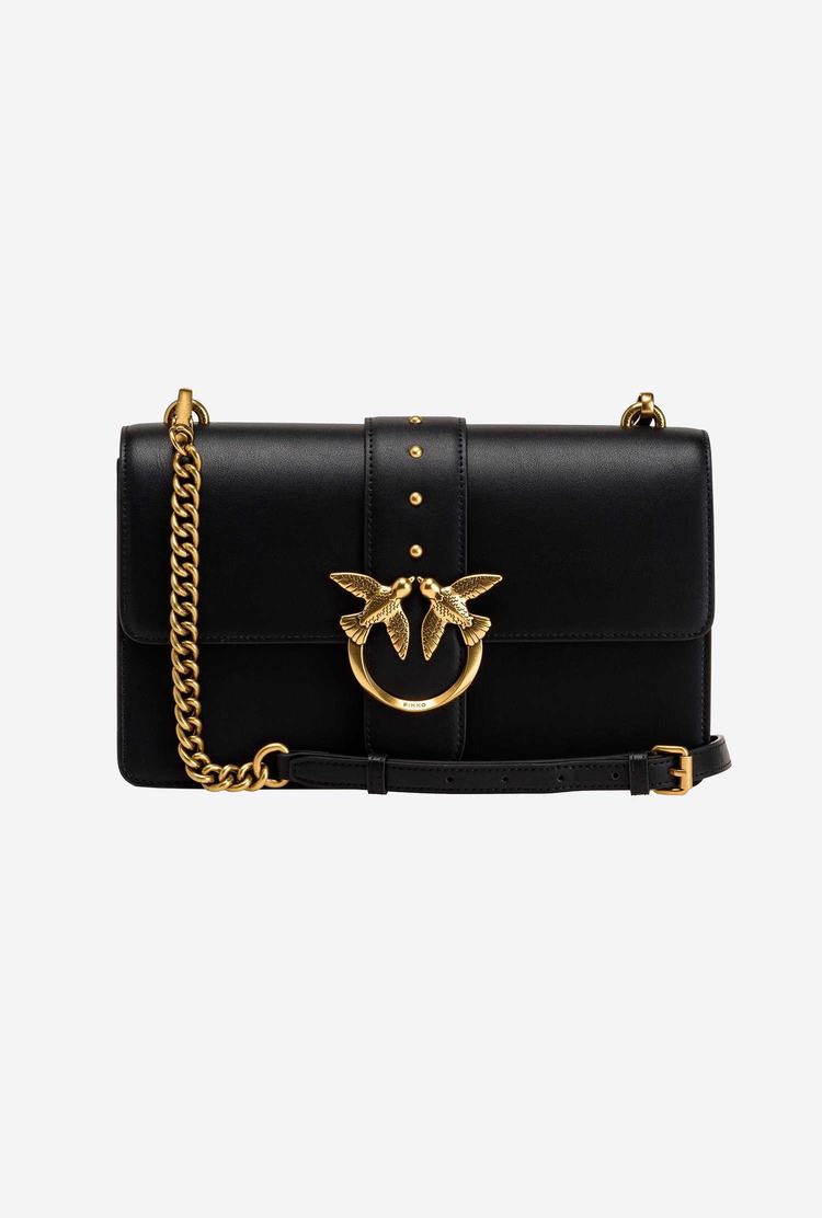 Women's Pinko Classic Love Bag Icon Simply Crossbody Bags Black Gold | Canada-20143699