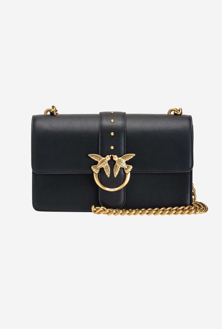 Women's Pinko Classic Love Bag Icon Simply Crossbody Bags Black Gold | Canada-47103899