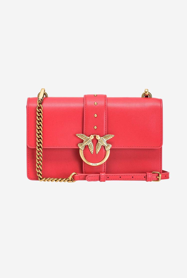 Women's Pinko Classic Love Bag Icon Simply Crossbody Bags Red Gold | Canada-87026939