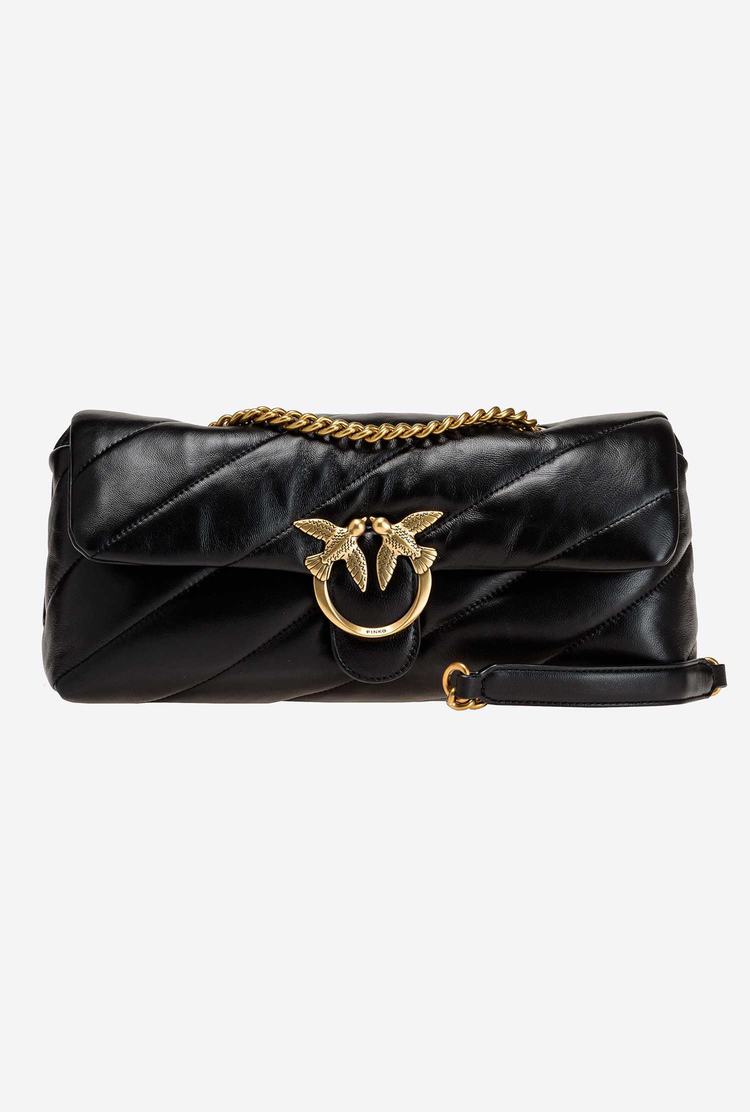 Women's Pinko Classic Love Baguette Maxi Quilt Shoulder Bags Black Gold | Canada-98521769