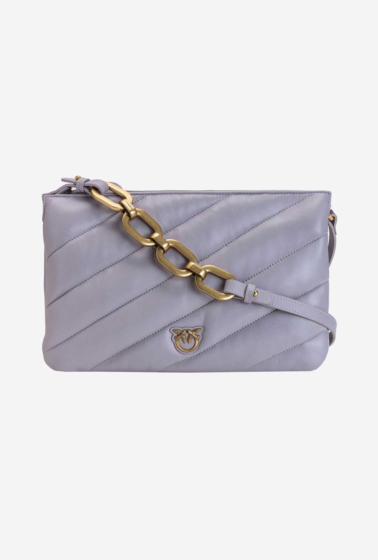 Women's Pinko Classic Twins Bag Maxi Quilt Crossbody Bags Lavender Gold | Canada-53940769
