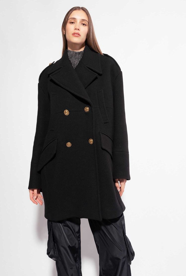 Women's Pinko Cloth Pea Coats Black | Canada-23078159