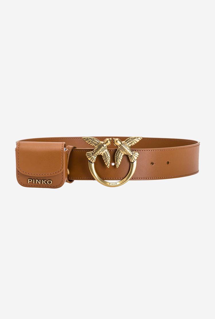 Women's Pinko Coin Pocket Belts Brown Gold | Canada-15879639
