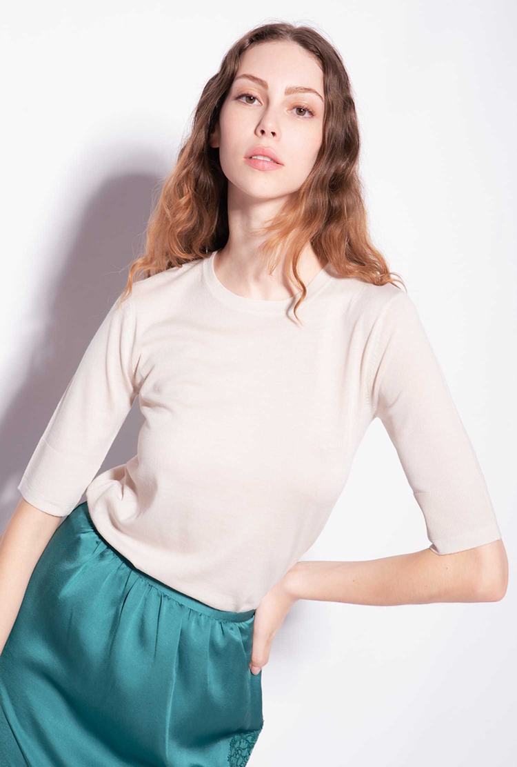 Women's Pinko Colour-block Sweaters Beige | Canada-36874909
