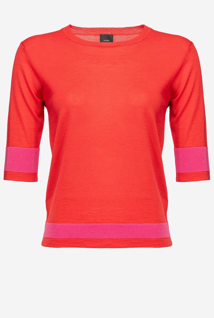 Women's Pinko Colour-block Sweaters Deep Red | Canada-78306599