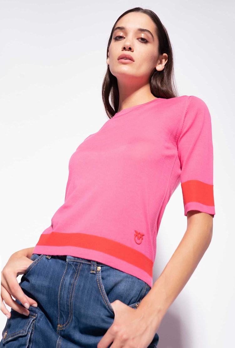 Women's Pinko Colour-block Sweaters Red | Canada-10257689
